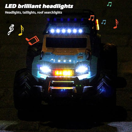 Amphibious Remote Control Car Waterproof Monster RC Cars 4WD All Terrain Off-Road Stunt Vehicle Toys with 2.4 GHz LED Lights for 6 7 8 9 10 11 12+ Year Old Kids Boys Girls Gifts Presents (Blue)