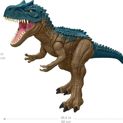 Mattel Jurassic World Super Colossal Allosaurus Action Figure, Extra Large Dinosaur Can Swallow 20 Mini Figures, 38-inch Long XL Action Play Toy