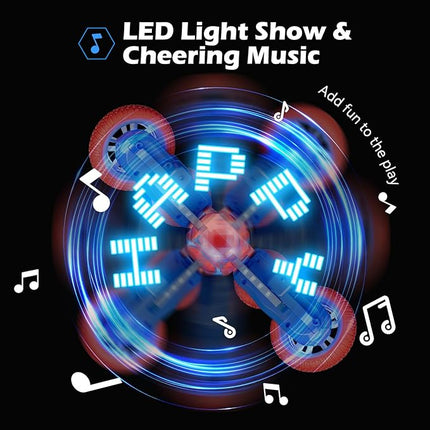 Remote Control Car, Spider RC Cars Toy for Boys Girls Kids 4-6 7-12, 360 Rotating and Double Sided, LED Lights, Music, 2Modular Batteries 40Mins, Gifts for Birthday Christmas