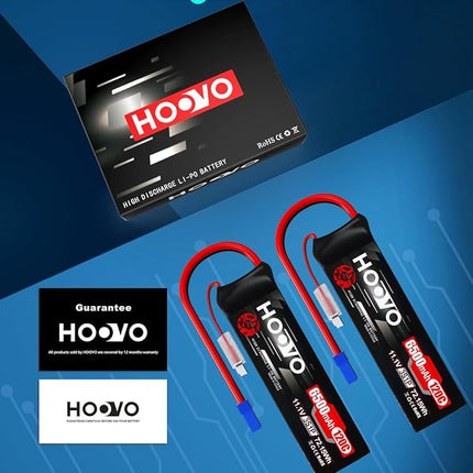 HOOVO 3S Lipo Battery, 11.1V 6500mAh 120C RC Battery Pack,Softcase with EC5 Plug for RC Car Truck Buggy Crawler Airplane Boat RC Vehicle,2Packs