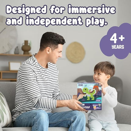 BINCA Dotties Dot Art Activity Kit, 1500+ Stickers, 8 Dinosaurs Mess-Free Activities, DIY Dot Sticker Art for Toddlers, Kids Travel Activities, Craft Kits & Gifts for Girls Ages 4,5,6,7