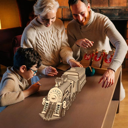 3D Wooden Puzzles for Adults, 242 PCS 3D Puzzles for Adults- Brain Teaser Wooden Puzzles for Father/Son, Gifts for Fathe/Son, Decompression 3D Puzzle Wood Models Kits (2.Locomotive Train)