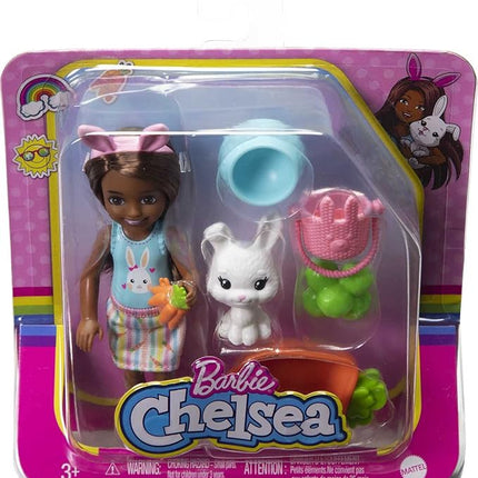 Barbie Chelsea Doll (Brunette) with Pet Bunny & Storytelling Accessories Including Pet Bed, Bunny Treats & More, Toy for 3 Year Olds & Up