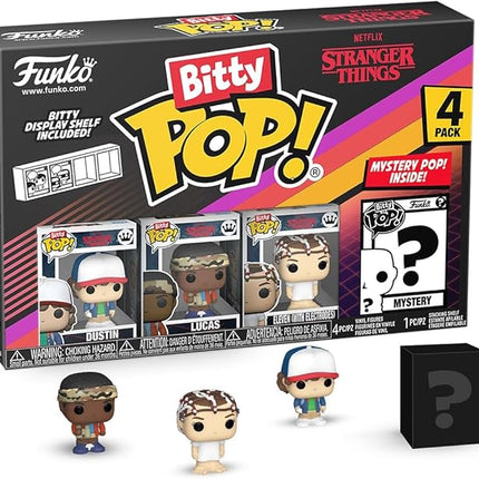 Funko Pop Bitty: Stranger Things - Dustin, Lucas, Eleven - (with Electrodes), and Mystery Chase Figure - (Style May Vary) and A Surprise Mystery Mini Figure - 0.9 Inch (2.2 Cm) Collectable