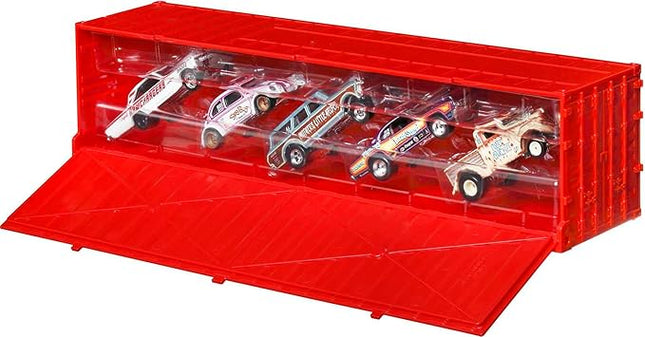 Hot Wheels Premium Toy Cars & Trucks, Lion’s Roar Container Set with 5 Die-Cast 1:64 Scale Drag Racing Vehicles in Collectable Display Container