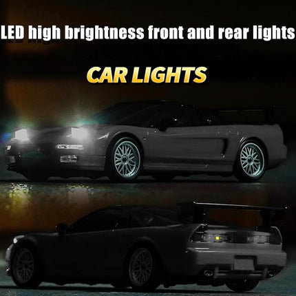 1:18 NSX Model LD1803 RC Drift Car 1/18 2.4G Remote Control on Road ESP Gyroscope LED Mini RC Racing Cars (Grey)