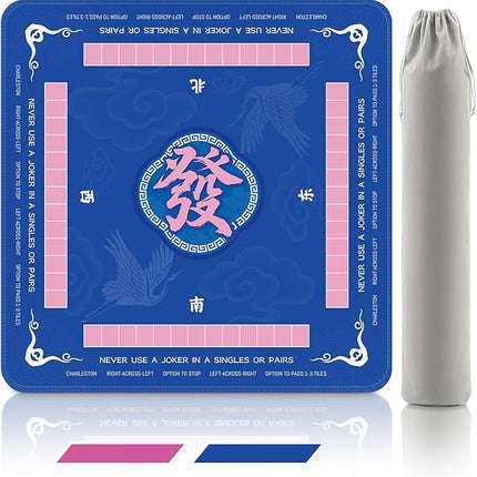 Mahjong Mat - 32.4x32.4 Inch Noise Reduction Anti-Slip Gaming Mat for Mahjong, Poker, Board Games, Card Games, Dominoes (Blue)