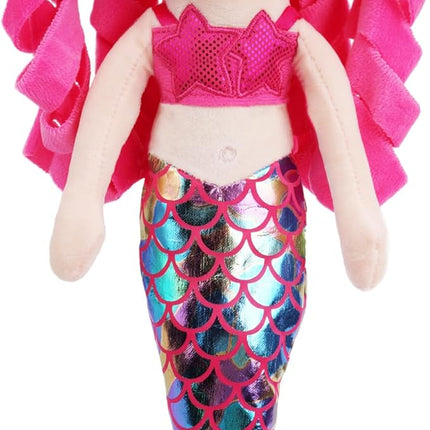 June Garden 15.5" Sparkly Mermaid Larissa - Soft Mermaid Plush Stuffed Doll Gift for Toddler Girls