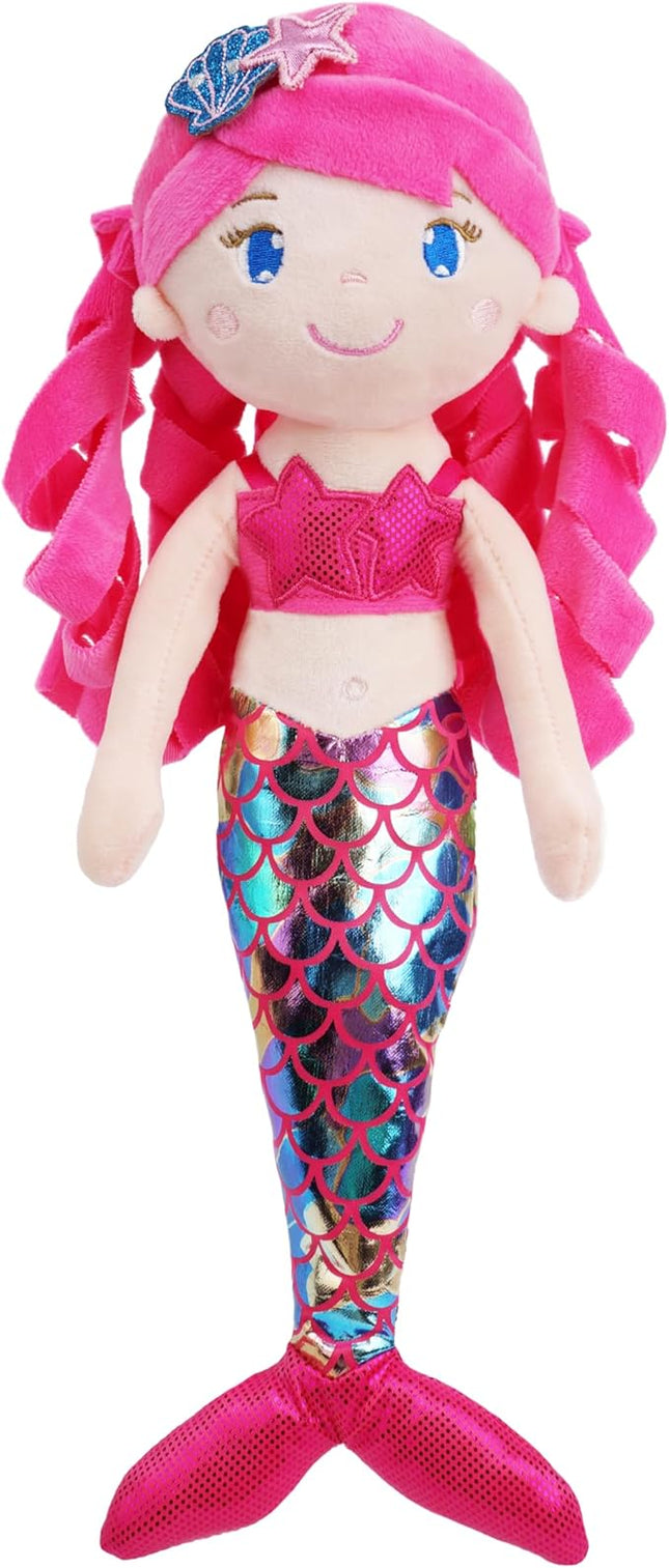 June Garden 15.5" Sparkly Mermaid Larissa - Soft Mermaid Plush Stuffed Doll Gift for Toddler Girls