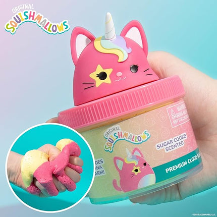 Original Squishmallows Sienna the Caticorn Premium Cloud Slime, Sugar Cookie-Scented, 8 oz., Storage Container with Figurine Topper, Rubber Charm, Goodie Bags Stuffers, Kids Party Favors, Sensory Toys