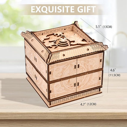 3D Wooden Puzzle Mechanical Treasure Box of Dragon, DIY Model Kits and 3D Puzzles for Adults, Unique Wooden Puzzle for Adults, Hobbies Projects Adult Building Sets Gift for Women and Kids