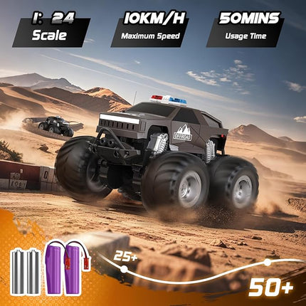 Remote Control Car for Boys 4-7, All Terrain Upright Walking Remote Control Truck, 1:24 Off-Road Pick-up RC Cars with 360°Spins, Light, Rechargeable RC Truck for Boys 8-12 Christmas Birthday Gift