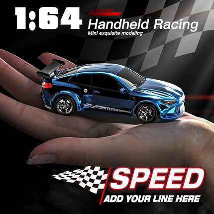 Desktop Mini Size 1:64 Scale 4WD RC Drift Car with Skill-Building Drift Control & LED Lights – Learn Drift Techniques, Fast Charge, Adjustable Throttle, 2.4GHz Remote – Black