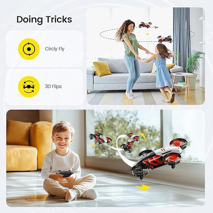 Holy Stone HS210T Drones for kids 8-12, 2 IN 1 kid drone with fly and land modes, Four Posture Deformations indoor mini Quadcopter, 8 LED lights, Auto Hovering