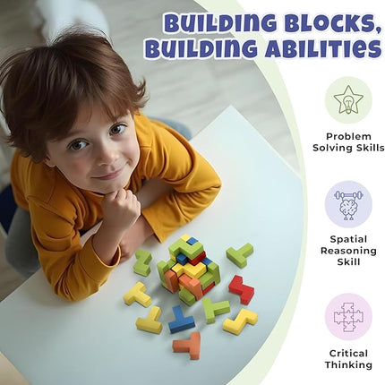 Sharp Brain Zone 3D Wooden Puzzle Cube (9Z 16T Style) | Colorful, Eco-Friendly Wooden Puzzle for Mental Stimulation, Focus, and Problem-Solving Fun | Challenging Brain Teaser for Adults and Kids