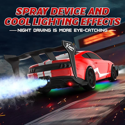 Remote Control Car RC Drift Car 1:16 Scale 4WD RC Vehicle with LED Lights 2.4GHz 30km/h RTR High Speed Racing Sport Toy for Adults Boys Girls Kids Gift 2Pcs Rechargeable Battery