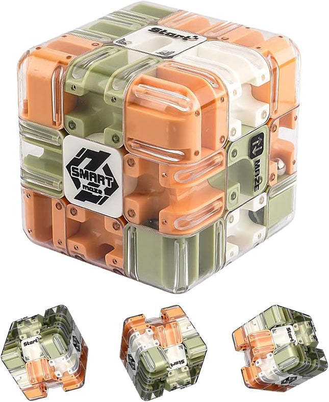 3D Maze Ball Puzzle Fidget Cube - Engaging Brain Teaser Toy for Stress Relief & Focus, Challenging Puzzle Maze Ball Game for Adults, Teens & Kids (Model A-1PCS)