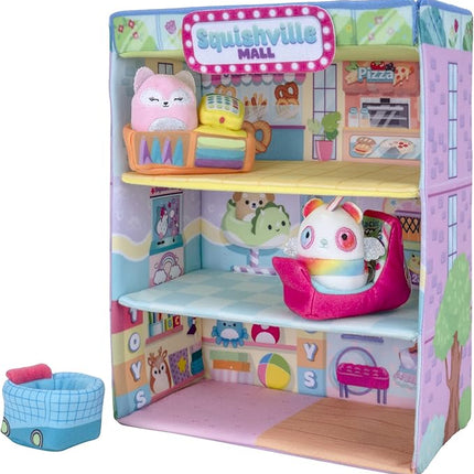 Squishville Squishmallows Mall-Two 2-Inch Mini Plush Characters,Themed Play Scene,4 Accessories (Shopping Bag/Cart,Cash Register,Arcade Machine)-Amazon Exclusive