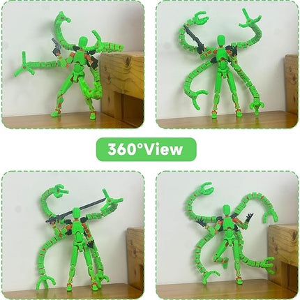 Assembly Completed T13 Action Figure,T13 Action Figure Multi-Jointed Movable,Ultimate Desktop Decor for Lovers t-13 Movability 3D Printed Toys (Green, 5.5in)