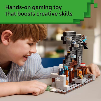 LEGO Minecraft The Pickaxe Mine Kids Toy - Building Set for Boys and Girls - Minecraft Toy for Gaming Fans 8+ - Includes Alex, Miner, and Stray Spider Jockey Minifigure - Birthday Gift Idea - 21277