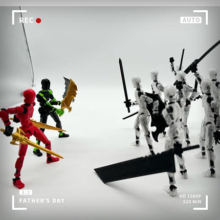 3D Printed 5.54-inch Multi-Jointed Action Figures Dummy13, Full Body Mechanical Movable Toy, Multiple Accessories, Hand Painted Figure, Desk Decoration, Creative Gifts (Z-Set2)
