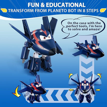Super Wings Transformable Toys, 5 in Agent Chase Airplane Transforming Figures Toys, 2 in 1 Mode Rescue Bots Action Figure Toys for 3-5 Year Old Boys Girls, Plane Toys for Toddlers Kids Age 3 4 5 6 7