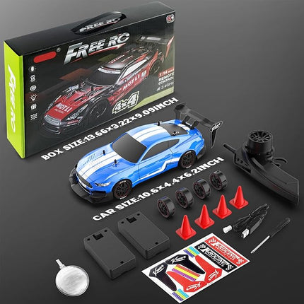 Remote Control Car RC Drift Car 1:16 Scale 4WD RC Vehicle with Spray, Cool Lights, 2.4GHz 30km/h RTR High Speed Racing Sport Toy for Adults Boys Girls Kids Gift 2Pcs Rechargeable Battery