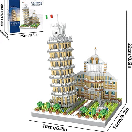 Leaning Tower of Pisa Micro Mini Building Blocks Set Italy Architecture Building Kits Famous Landmark Model Toys Gift for Adults Kids Teens 2500 PCS