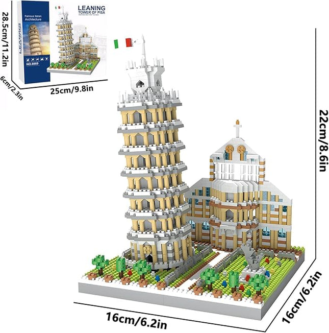 Leaning Tower of Pisa Micro Mini Building Blocks Set Italy Architecture Building Kits Famous Landmark Model Toys Gift for Adults Kids Teens 2500 PCS