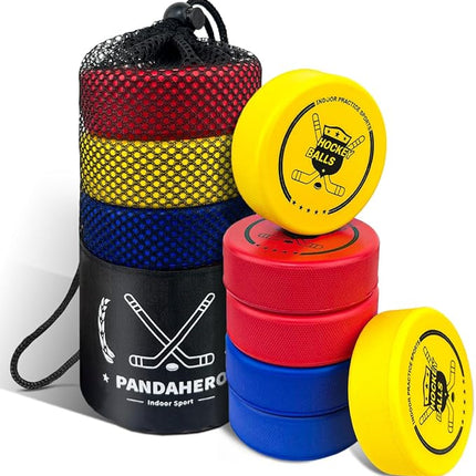 Pandahero Soft Foam Hockey Pucks Gifts for Kids - Set of 6 Indoor Knee Hockey Pucks - Toddler Stocking Stuffers - Ideal Hockey Gifts for Boys 8-12