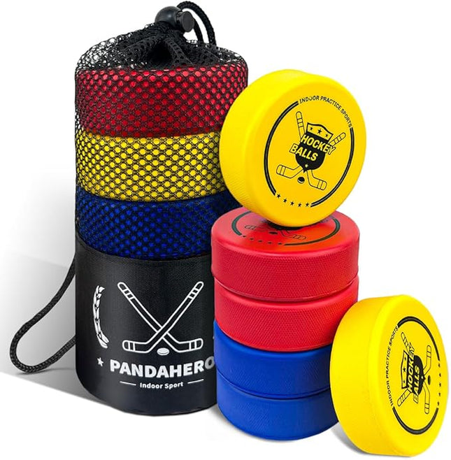 Pandahero Soft Foam Hockey Pucks Gifts for Kids - Set of 6 Indoor Knee Hockey Pucks - Toddler Stocking Stuffers - Ideal Hockey Gifts for Boys 8-12