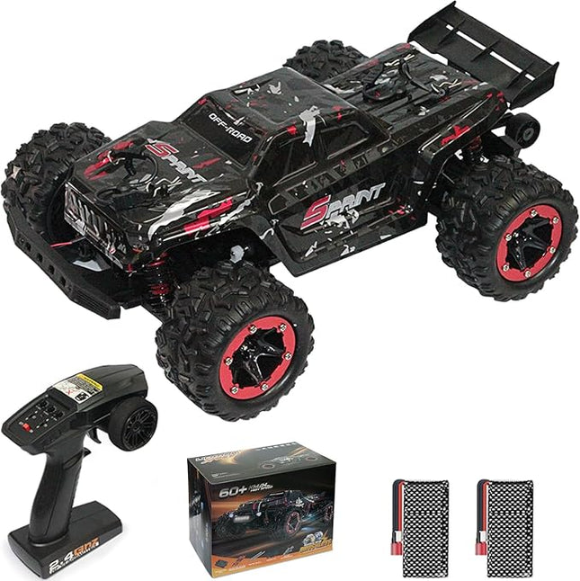 1:18 RC Truck 40KM/H High Speed Brushed RC Car RTR 4WD Monster Truck, All Terrain Off-Road Waterproof 2.4GHZ Hobby Grade RC Car for Beginners and Adults (1809-Red)
