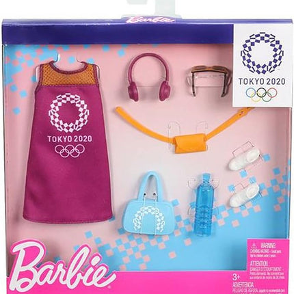 Barbie Storytelling Fashion Pack of Doll Clothes Inspired by The Olympic Games Tokyo 2020: Dress with 6 Accessories Dolls, Gift for 3 to 8 Year Olds