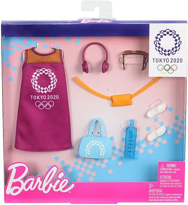 Barbie Storytelling Fashion Pack of Doll Clothes Inspired by The Olympic Games Tokyo 2020: Dress with 6 Accessories Dolls, Gift for 3 to 8 Year Olds