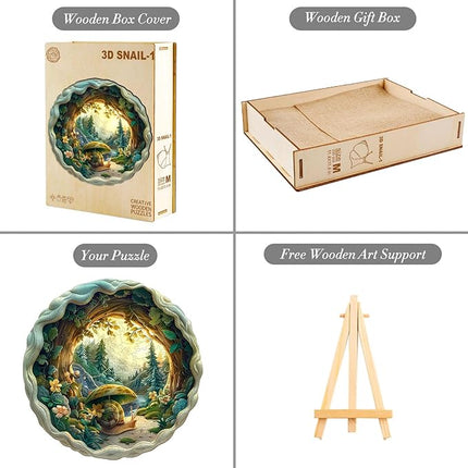 Wooden Puzzle for Adults-200PCS 3D Visual Effect Snail Unique Shape Advanced Wooden Jigsaw Puzzle for Adult, Challenge Wood Puzzle Jigsaw Home Decoration (M-11.4 * 11.4in-200pcs)