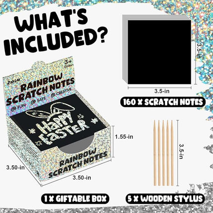 ZMLM 165 Rainbow Scratch Paper Art Crafts Mini Notes Kids Gifts 4 5 6 7 8 9 10 Years Old Girls Boys Students Teens Classroom Prizes School Supplies Birthday Party Travel Toy Activity (Silver)