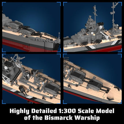 NUTCRACKER World War II Battleship Building Set, German Bismarck Warship Building Blocks Kit for Adults（2535 Pcs） Military Theme Bricks Model Kit for Gifts