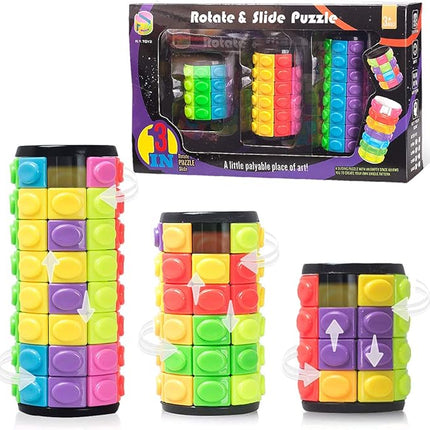 R.Y.TOYS Rotate and Slide Puzzle-Design Patent,Fidget Toys(Restore Order/Create Patterns) 8 Colors,4, 6 and 8 Layers-Detach Piece for Quick Play,Brain Teaser,Sensory Toy Gift,Easter Basket Stuffers