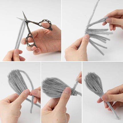 Caydo 300 Pieces Brown Pipe Cleaners, Thick Fluffy Chenille Stems, Pipe Cleaner Crafts for Arts & Crafts, Perfect for Making Animals, Flowers, and Festival Decorations