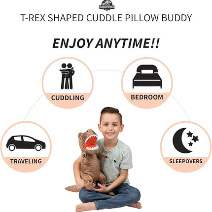 Jurassic World Dominion Rexy T-Rex Bedding Super Soft Plush Cuddle Pillow Buddy, One Size, By Franco Kids
