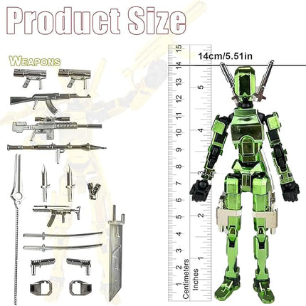 Assembly Completed T13 3D Printed Action Figures,Dummy 13 Robot 13 Movable N13 Action Figure, Lucky 13 Gift for Collectors Desktop Decorations for Game Lovers Toy(Metallic Green)