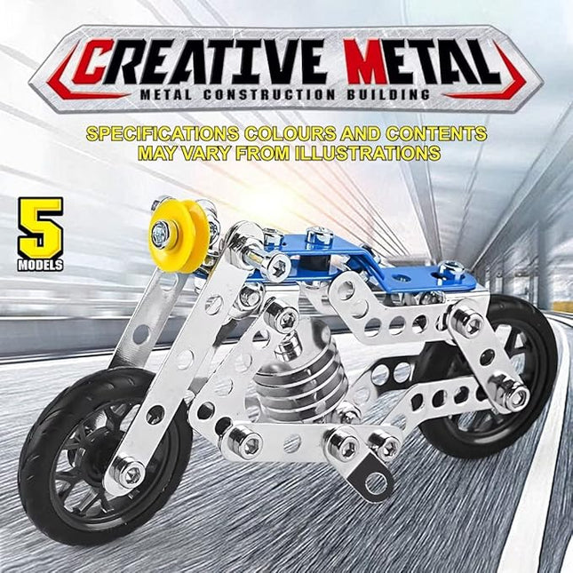 Creative Set Motorcycle,Stem Building Projects Toys for Kids 8 9 10 11 12+ Year Old,Metal Building Construction Model kit, 5 in 1 Motobike Building Blocks Steam Educational Toys(139PCS)