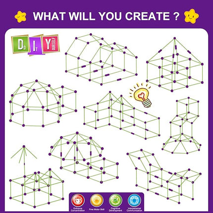 SpringFlower 100 PCS Glow in The Dark Fort Building Kit for Kids,Educational Gift for 3 4 5 6 7 8 9 10 11 12 Years Old Boys and Girls,STEM Construction Toys