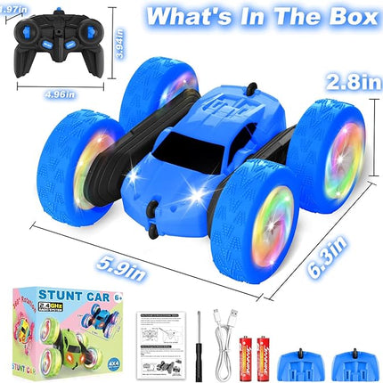 Remote Control Car, Outdoor Toys RC Cars for Kids Ages 6-12, 4WD Double Sided Stunt Vehicle with Upgraded USB-C Modular Batteries, 5 6 7 8 9 10+ Year Old Boy Birthday Blue