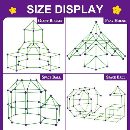 Glow In The Dark Fort Building Kit for Kids,STEM Construction Toys, Educational Gift for 3 4 5 6 7 8 9 10 11 12 Years Old Boys and Girls,Ultimate Creative Set for Indoor & Outdoors Activity,200 Pcs