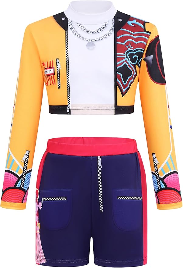 Girls Demon Pop Singer Hunters Costume 3-14 Years Stage Dance Idol Cosplay Outfit, Kids Halloween Costumes