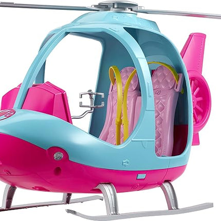 Barbie Helicopter with Spinning Rotors, Pink and Blue 2-Seater Design with Seatbelts and Pilot "Controls"