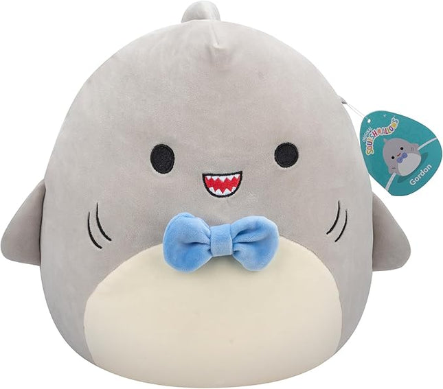 Squishmallows SQCR05379 7.5-Inch-Gordon The Grey Shark with Blue Bowtie, Multicolour