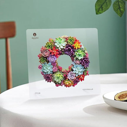 delobil Succulent Garland Wooden Puzzles for Adults, 200 Pieces Mandala Jigsaw Puzzles, Unique Shaped Medium Size Wood Puzzle Gift for Kids, Family Game 11.3'' x 10.5''