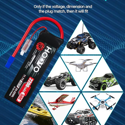 HOOVO 3S 11.1V Lipo Battery 2200mAh 50C with EC3 Plug for RC Car Boat Truck Multi-Motor Heli Airplane Quadcopter Helicopter Hobby